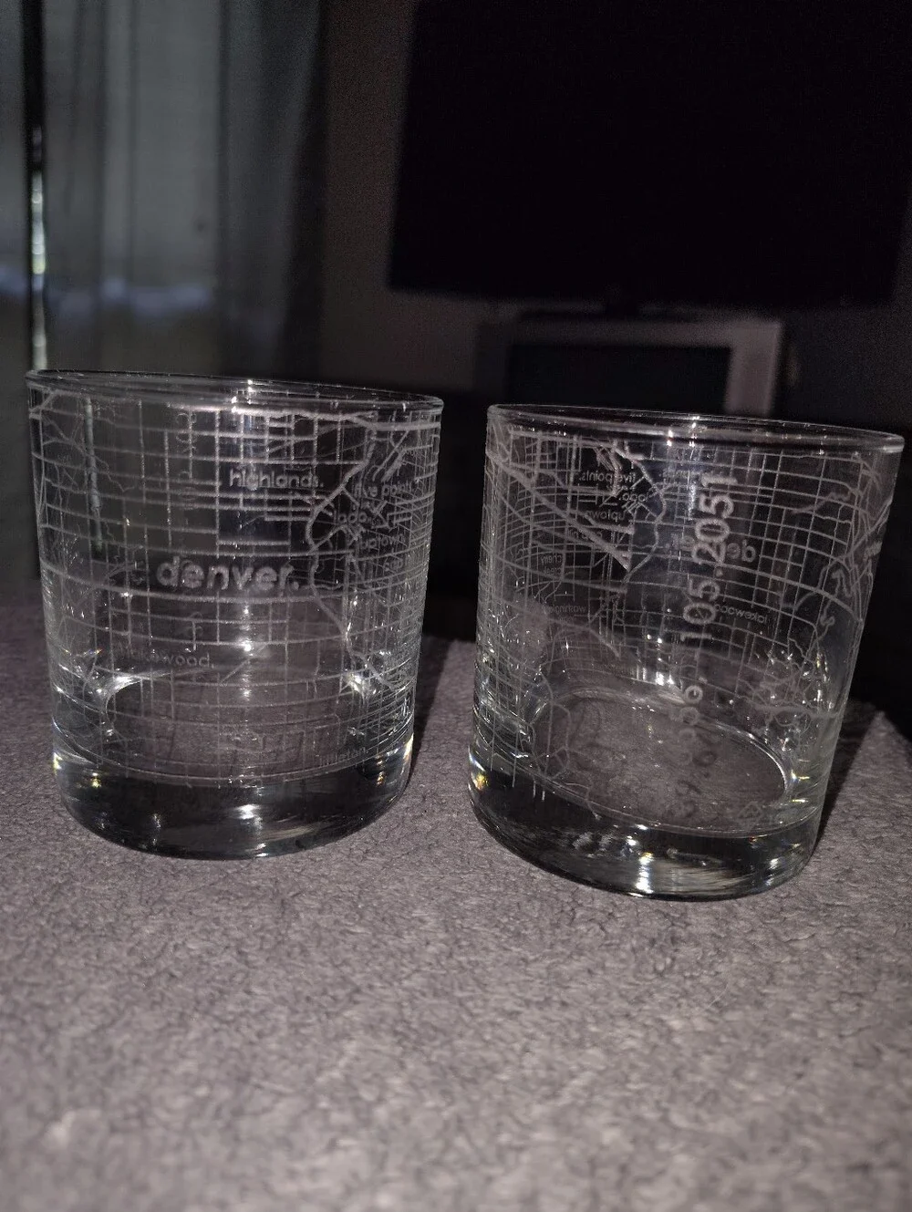 Denver Map Etched Whiskey Glasses - Set of 2